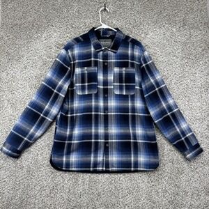 Rugged Elements Shirt Jacket Men's Large Blue Plaid Shacket Flannel Button‎ Up
